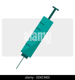 Medical syringe icon. Plastic injector tool. Vaccination needle Vector. Hospital treatment equipment. EPS 10. Stock Vector