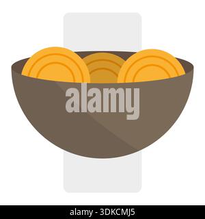 Noodle bowl icon. Asian soup Vector. Ramen pasta symbol. Healthy food design. EPS 10. Stock Vector