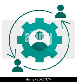 Human resources icon. Gear cycle symbol. Vector recruitment process. Personnel rotation illustration. EPS 10. Stock Vector
