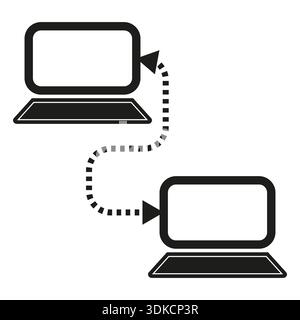 Computer sync icon. Data transfer Vector. Laptop network link. Information exchange sign. EPS 10. Stock Vector