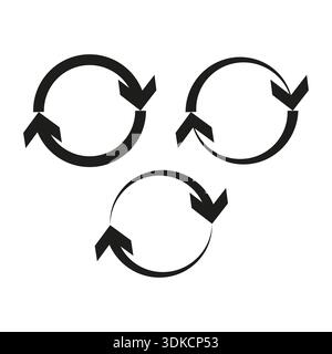 Circular arrow set. Three rotation icons. Cycle movement Vector. Update refresh symbol. EPS 10. Stock Vector