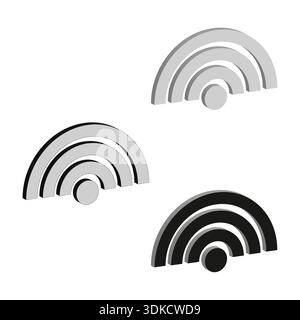 Isometric signal icon. Wireless Vector symbol. Three dimensional tech. Connection wave shape. EPS 10. Stock Vector