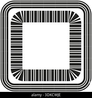 Barcode frame Vector. Black line border. Square stripe pattern. Abstract edge design. EPS 10. Stock Vector