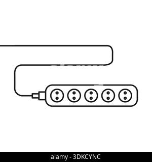 Electric power strip. Multiple sockets Vector. Cable connector icon. Electricity extension cord. Stock Vector