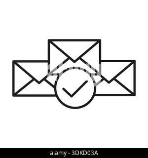 Three envelopes mail. Message confirmed Vector. Email sent symbol. Digital correspondence icon. Stock Vector