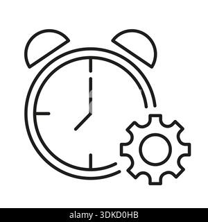 Time management clock. Alarm setting symbol. Gear mechanism Vector. Deadline control icon. Stock Vector