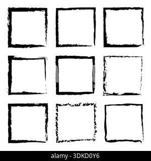 Comic panel grid. Black border set. Grunge square Vector. Hand drawn box. Stock Vector
