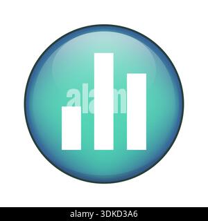 Chart bars symbol. Data analysis icon. Business graph Vector image. Blue green button. Stock Vector