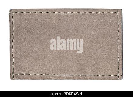 Empty textured suede label with visible seam stitching, ready for text or logo, transparent background Stock Photo