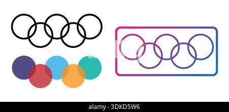 Gestalt Principles Icon With Interlocking Rings, Colorful Circles, And Modern Frame Design Stock Vector