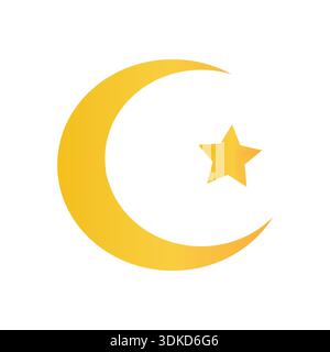 Moon with star icon for Islamic designs, Ramadan branding Stock Vector