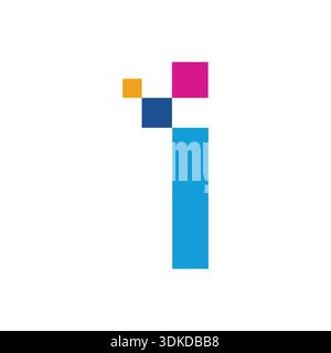 Letter I pixel icon vector illustration for digital alphabet, retro UI, game interface, app icon, logo, typography, and modern tech design in minimali Stock Vector
