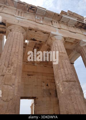 Close up of Parthenon marble columns, Acropolis Athens Stock Photo
