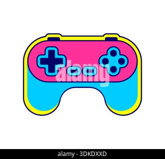 colorful game controller icon in a flat vector style. Modern gamepad symbol for video games, gaming culture, esports, and digital entertainment. Isola Stock Vector