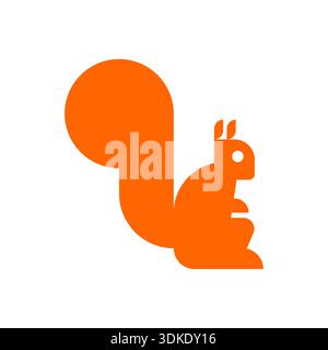 squirrel silhouette. Minimalist animal icon representing forest wildlife, nature, and autumn themes. Clean graphic design isolated on a white backgrou Stock Vector