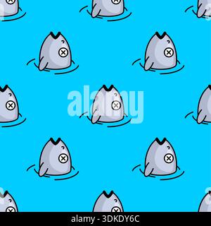 pattern featuring dead fish floating in water. Concept of ecological disaster, water pollution, and environmental problems Stock Vector