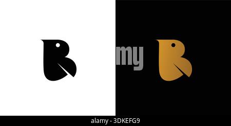 The bird logo design with the initials B is unique and simple Stock Vector