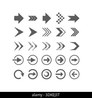 Right Arrow UI Navigation Icons Pack Vector Stock Vector