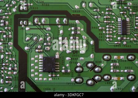 Close-up of electronic components. SMD resistors, capacitors, inductors and integrated circuits Stock Photo