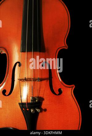 1937 old violin on the black background Stock Photo