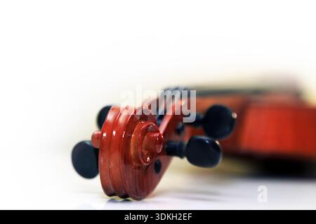 1937 old violin on the white background Stock Photo