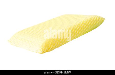 A yellow dish sponge is isolated on white background with clipping path. Stock Photo