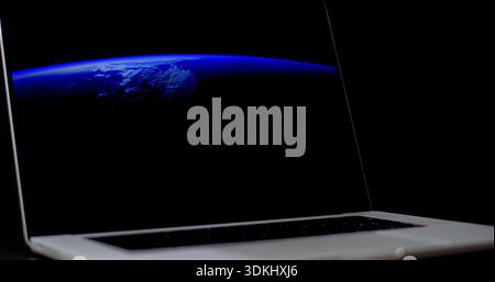 Futuristic Earth Display, Advanced Computer Visualization Featuring Planet Earth And Cosmic Scenery Stock Photo