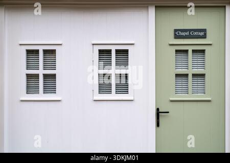 Chapel cottage front abstract. Blockley, Cotswolds, Gloucestershire, England Stock Photo