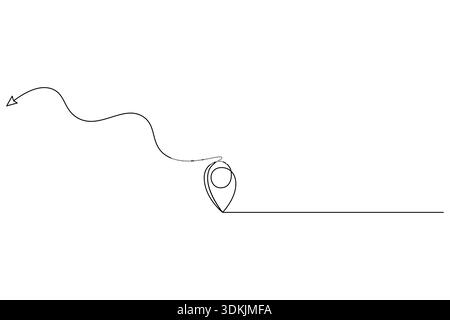 Simple vector graphic of a location pin in one line style for place and position concepts Stock Vector
