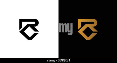 Strong and modern letter RC initials logo design Stock Vector