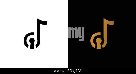 The music key logo design is unique and modern Stock Vector