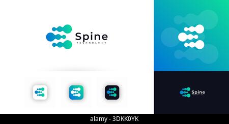 Spine Logo Chiropractic Icon Backbone Emblem Abstract Bone Spinal Pain Sign Orthopaedic Chiropractor Logotype. Physiotherapy Rehabilitation Massage Stock Vector