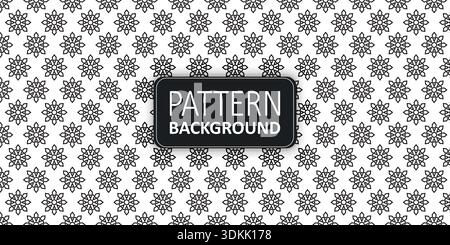 Black and white repeating star floral background Stock Vector