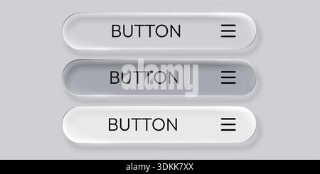 Modern glassmorphism and neumorphism UI buttons. User interface elements design. Vector illustration Stock Vector