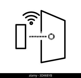 This illustration features a wireless door opening icon, showcasing technology and modern design. It represents connection, accessibility, and smart h Stock Vector