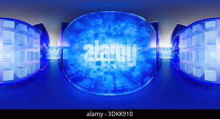 Full spherical hdri panorama 360 degrees of Cryptocurrency connected cube blocks. Blockchain concept. Big data Ai chain technology. Data transmission Stock Photo