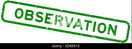 Grunge green observation word square rubber seal stamp on white background Stock Vector