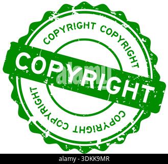 Grunge green copyright word round seal stamp on white background Stock Vector