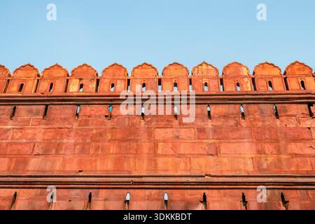 Ancient stone wall,  part of Red Fort in New Delhi, India Stock Photo