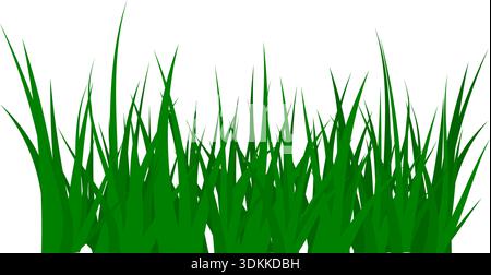 Vibrant green grass blades vector illustration. Fresh meadow tuft isolated on transparent background Stock Vector