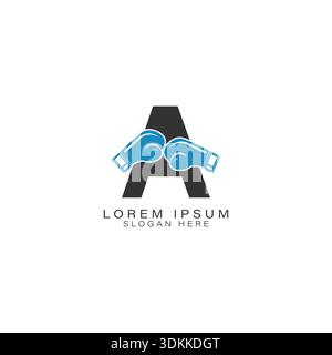 Letter A logo design with boxing gloves. Alphabet A Icon Boxing sport design Stock Vector