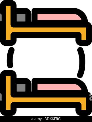 This vibrant icon depicts a bunk bed, perfect for representing budget-friendly travel accommodations or shared rooms in hostels and hotels. Ideal for Stock Vector