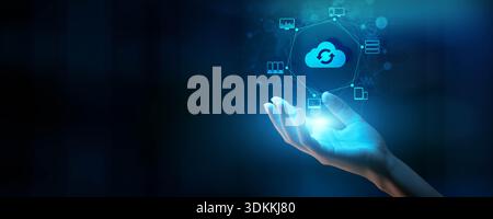 Cloud Computing Technology for Secure Data Storage and Network Integration. Stock Photo