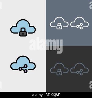 Cloud computing symbol - Cloud computing, cloud infrastructure, technology and network vector symbol set. Stock Vector