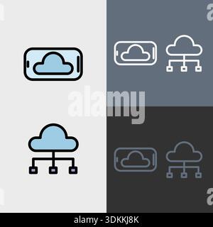 Cloud computing symbol - Cloud computing, cloud infrastructure, technology and network vector symbol set. Stock Vector