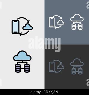 Cloud computing symbol - Cloud computing, cloud infrastructure, technology and network vector symbol set. Stock Vector