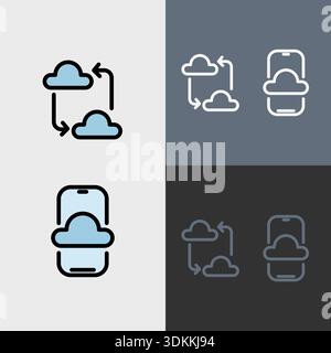 Cloud computing symbol - Cloud computing, cloud infrastructure, technology and network vector symbol set. Stock Vector