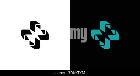 Modern and unique Cube plus logo design Stock Vector