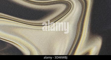 An abstract background featuring swirling golden and charcoal liquid textures with heavy grain noise. Shimmering flowing waves create gritty yet luxur Stock Photo
