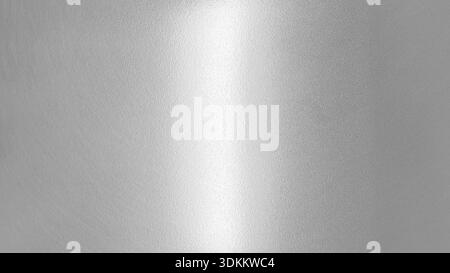 Clean minimalist background featuring brushed gray stainless steel texture. Bright vertical light reflection down the center creates sleek industrial Stock Photo